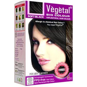 Vegetal Bio Colour - Soft Black 50g | 100% Herbal Hair Color for Men and Women
